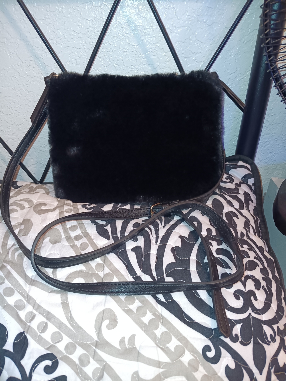 Old Navy Preloved Black Faux Fur Crossbody Bag